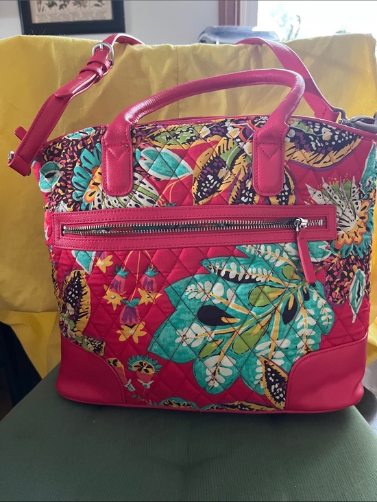 Vera Bradley Handbags - Vera Bradley Hot Pink Quilted Floral Tote with Teal & Yellow Accents NWOT